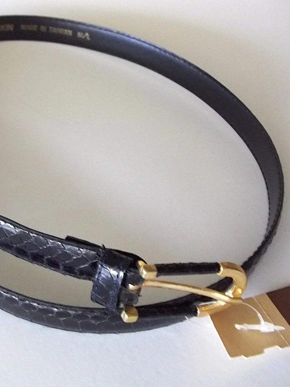 Vintage Genuine Snake Skin Ladies Skinny Belt, Black, M/L Taiwan, NWT